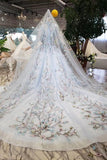 2024 Ball Gown Lace Up Back Cathedral Train Wedding Dress Appliques&Beads PPTCFFT7