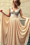 2024 V-Neck Prom Dresses A Line Chiffon P14NS1DB