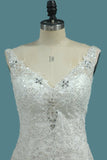 2024 Mermaid Straps Open Back Wedding Dresses With Applique PK48QQ8P