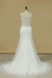 2024 Lace Wedding Dresses Mermaid V Neck With Beading PY5KDZRN