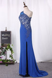 2024 Prom Dresses One Shoulder Mermaid With Applique And PLMPBTKF