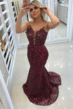 2024 Mermaid Prom Dresses Scoop Lace With Beads And Sash P9L4CBDP