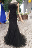 2024 Sequins Bodice Prom Dresses Tulle Mermaid Sweep P37HQ4PZ