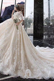 2024 Ball Gown Wedding Dresses V Neck Half Sleeves Appliques Lace PTR6NRX5