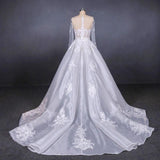 Long Sleeve Sweetheart White Bridal Dresses with Applique, Wedding Dresses STK15250