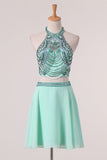 2024 Halter Beaded Bodice Chiffon Homecoming Dresses A P75ED986