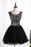 2024 A-Line Scoop Homecoming Dresses Short/Mini Tulle With Beads PNXHP471