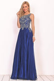 2024 A Line Prom Dresses Scoop Chiffon With Beading Sweep P4GLGZ8Z