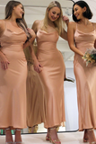 Alondra Spaghetti Straps Chiffon Sheath/Column Natural Waist Sleeveless Bridesmaid Dresses