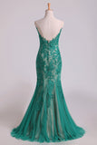 2024 Mermaid Scoop Floor Length Evening Dresses Tulle With PQC3HM45