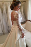 2024 High Neck Open Back Long Sleeves Wedding Dresses A PH8YCATA