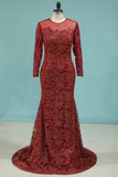 2024 Bling Bling Evening Dresses Burgundy Mermaid Scoop Sweep/Brush PLDZJD8T