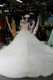 2024 Off The Shoulder Wedding Dresses A Line With Beading And Applique Lace PTLDE35L