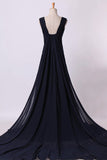 2024 V-Neck Prom Dresses A-Line With Ruffles Court PHF5M1EC