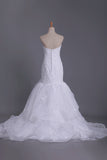 2024 New Arrival Sweetheart Mermaid With Applique And Beads Organza Wedding PEZTNBD6