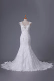 2024 Wedding Dresses Straps Tulle With Applique Open Back Chapel P1Q9BZTH