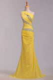 2024 One Shoulder Mermaid Court Train Chiffon Prom PNH3BP82