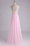 2024 High Neck Beaded Bodice A Line With Layered Flowing Chiffon Skirt Floor PBAEN7HL