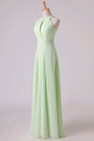 2024 Sexy Scoop A Line Bridesmaid Dresses Chiffon With PKBDBD3H