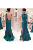 2024 Scoop Lace Mermaid Evening Dresses With PK4E59C6