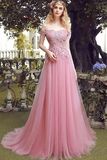 Aurora Off The Shoulder Tulle Natural Waist A-Line/Princess Sleeveless Sweep-Brush Train Bridesmaid Dresses