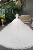 2024 Marvelous Wedding Dresses Lace Up Off The Shoulder With Appliques And Crystals PC39QPTF