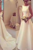 2024 New Arrival Simple A Line V-Back Wedding Dresses P82GTD64