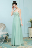 Mina Tulle A-Line/Princess Floor Length Natural Waist Sleeveless Spaghetti Straps Bridesmaid Dresses