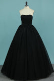 2024 New Arrival Tulle Prom Dresses Strapless A Line PRFJA299