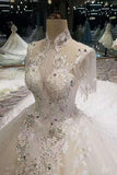 2024 Luxurious High Neck Wedding Dresses Tulle With Sequins P561GS1F