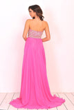 2024 A Line Sweetheart Beaded Bodice Prom Dresses Chiffon Sweep P8YC1KZQ