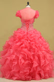 2024 Beautiful Quinceanera Beaded Bodice Sweetheart Floor Length Ruffle Skirt P9PMMZB9