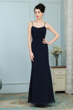 Rebekah Floor Length Spaghetti Straps Trumpet/Mermaid Natural Waist Sleeveless Chiffon Bridesmaid Dresses