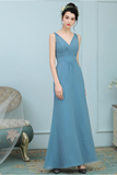 Ali V-Neck Natural Waist Sleeveless A-Line/Princess Chiffon Floor Length Bridesmaid Dresses