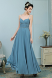 Cameron Spaghetti Straps A-Line/Princess Sleeveless Natural Waist Floor Length Chiffon Bridesmaid Dresses