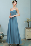 Cameron Spaghetti Straps A-Line/Princess Sleeveless Natural Waist Floor Length Chiffon Bridesmaid Dresses