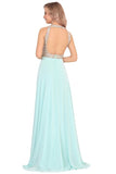 2024 Prom Dresses Scoop Chiffon With Beads And Slit A Line P11YR944