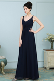 Meghan V-Neck Sleeveless Floor Length Chiffon Natural Waist A-Line/Princess Bridesmaid Dresses