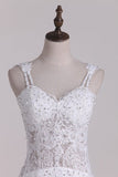 2024 New Arrival Spaghetti Straps Mermaid Wedding Dresses Tulle PL7ZC7E7