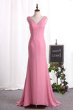 2024 Sexy Open Back Bridesmaid Dresses V Neck P98ZL6SJ