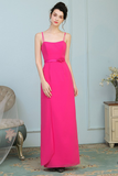 Aspen Chiffon Natural Waist Spaghetti Straps Floor Length Sleeveless Sheath/Column Bridesmaid Dresses