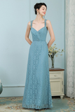 Amiya Floor Length Sleeveless A-Line/Princess Natural Waist Lace Straps Bridesmaid Dresses