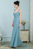 Amiya Floor Length Sleeveless A-Line/Princess Natural Waist Lace Straps Bridesmaid Dresses