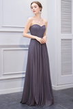 Carlie Sweetheart Natural Waist Floor Length Chiffon Sleeveless Bridesmaid Dresses