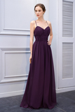 Lilly Chiffon A-Line/Princess Floor Length Natural Waist Sleeveless Spaghetti Straps Bridesmaid Dresses