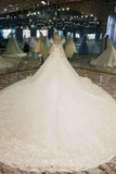 2024 High-End Handmade Tulle Wedding Dresses A Line With Beads Rhinestones Royal Train P51PTZYN