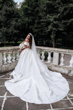 Ball Gown Off the Shoulder Satin White Sweetheart Wedding Dresses, Wedding Gowns STK15062