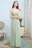 Shyann A-Line/Princess Sleeveless V-Neck Floor Length Natural Waist Chiffon Bridesmaid Dresses