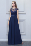 Maleah A-Line/Princess Floor Length Scoop Sleeveless Natural Waist Chiffon Bridesmaid Dresses