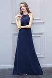 Chasity Scoop Sheath/Column Chiffon Natural Waist Sleeveless Floor Length Bridesmaid Dresses